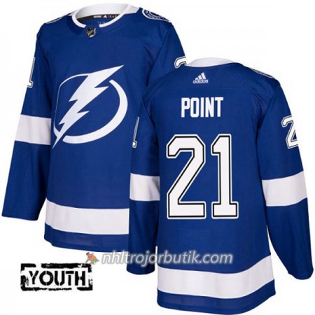 Barn Ishockey Tampa Bay Lightning Tröja Brayden Point 21 Adidas 2017-2018 Blå Authentic